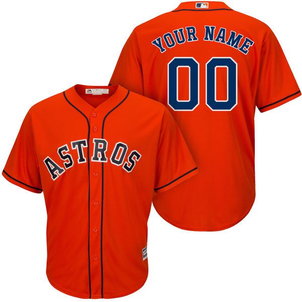 Men Houston Astros Majestic Orange Cool Base Custom MLB Jersey->->Custom Jersey